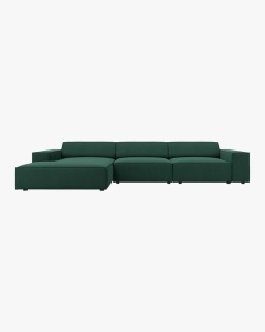 COLTAR PE STANGA JODIE, CU 4 LOCURI, 284X162 CM, ADANCIME SCAUN 62 CM, VERDE, TAPITAT CU TAPITERIE DIN TEXTIL STRUCTURAT MEGAN, MICADONI