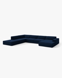 COLTAR PE STANGA JODIE, CU 7 LOCURI, 361X258 CM, ADANCIME SCAUN 62 CM, ALBASTRU ROYAL, TAPITAT CU TAPITERIE DIN TEXTIL CATIFEA VENUS, MICADONI - Img 2