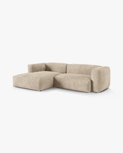 COLTAR PE STANGA MARTINA, 180X176 CM, ADANCIME SCAUN 90 CM, BEJ DESCHIS, TAPITAT CU TAPITERIE DIN TEXTIL CATIFEA VOGUE, MICADONI - Img 2