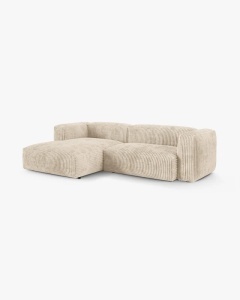 COLTAR PE STANGA MARTINA, 180X176 CM, ADANCIME SCAUN 90 CM, BEJ DESCHIS, TAPITAT CU TAPITERIE DIN TEXTIL CORDOI TILIA, MICADONI - Img 2