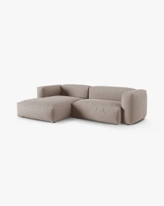 COLTAR PE STANGA MARTINA, 180X176 CM, ADANCIME SCAUN 90 CM, BEJ INCHIS, TAPITAT CU TAPITERIE DIN TEXTIL STRUCTURAT BOSTON, MICADONI - Img 2
