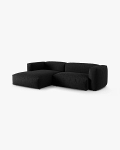 COLTAR PE STANGA MARTINA, 180X176 CM, ADANCIME SCAUN 90 CM, NEGRU, TAPITAT CU TAPITERIE DIN TEXTIL STRUCTURAT BOSTON, MICADONI - Img 2