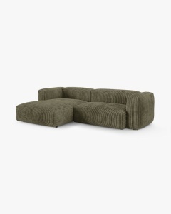 COLTAR PE STANGA MARTINA, 180X176 CM, ADANCIME SCAUN 90 CM, VERDE MUSCHI, TAPITAT CU TAPITERIE DIN TEXTIL CORDOI TILIA, MICADONI - Img 2