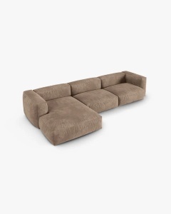COLTAR PE STANGA MARTINA, 330X176 CM, ADANCIME SCAUN 90 CM, BEJ INCHIS, TAPITAT CU TAPITERIE DIN TEXTIL CATIFEA VOGUE, MICADONI - Img 3