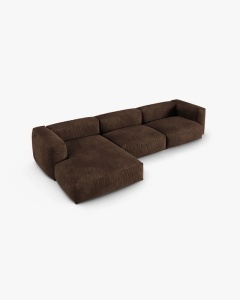 COLTAR PE STANGA MARTINA, 330X176 CM, ADANCIME SCAUN 90 CM, CIOCOLATIU, TAPITAT CU TAPITERIE DIN TEXTIL CATIFEA VOGUE, MICADONI - Img 3