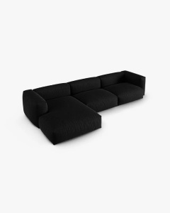 COLTAR PE STANGA MARTINA, 330X176 CM, ADANCIME SCAUN 90 CM, NEGRU, TAPITAT CU TAPITERIE DIN TEXTIL STRUCTURAT BOSTON, MICADONI - Img 3