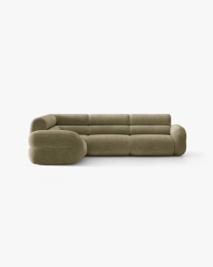 COLTAR PE STANGA NEO, VERDE MASLINIU DESCHIS, 295X210 CM, TAPITAT CU TAPITERIE DIN TEXTIL CHENILLE GOLD, MICADONI