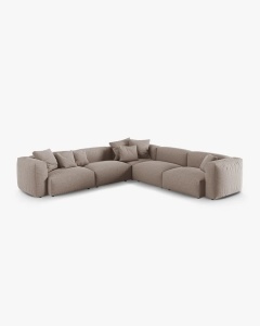 COLTAR SIMETRIC MARTINA, 316X316 CM, ADANCIME SCAUN 76 CM, BEJ INCHIS, TAPITAT CU TAPITERIE DIN TEXTIL STRUCTURAT BOSTON, MICADONI
