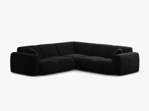 COLTAR SIMETRIC MOLINO, 252 CM, NEGRU, CU TAPITERIE DIN TEXTIL CATIFEA VELVET CASINO, MICADONI