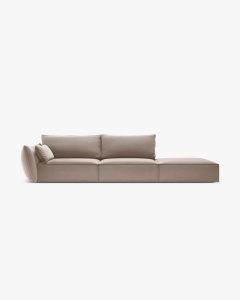 COLTAR SPATIOS SI CONFORTABIL KAELLE, 264 CM, PE DREAPTA, CAPPUCCINO, CU TAPITERIE DIN TEXTIL CATIFEA BLUVEL, MICADONI