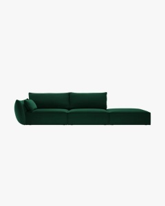 COLTAR SPATIOS SI CONFORTABIL KAELLE, 264 CM, PE DREAPTA, VERDE SMARALD, CU TAPITERIE DIN TEXTIL CATIFEA BLUVEL, MICADONI
