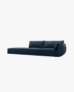 COLTAR SPATIOS SI CONFORTABIL KAELLE, 264 CM, PE STANGA, ALBASTRU ROYAL, CU TAPITERIE DIN TEXTIL CHENILLE OVER THE HORIZON, MICADONI - Img 2