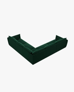 COLTAR SPATIOS SI CONFORTABIL KAELLE, 286 CM, CU 7 LOCURI, VERDE SMARALD, CU TAPITERIE DIN TEXTIL CATIFEA BLUVEL, MICADONI - Img 3