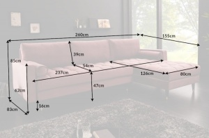 COLTAR SUPERB, CONFORTABIL 260CM, VELVET II, DIN LEMN SI CATIFEA, ARTIM GROUP SELECTION - Img 8