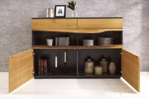 COMODA 120CM, WILD, COD 40064, DIN LEMN MASIV SI MDF, STIL VINTAGE - Img 2