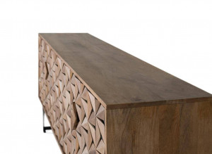 COMODA/BUFET 177CM, NATURAL/NEGRU, DIN LEMN DE MANGO SI PICIOARE DIN METAL, DESIGN EXTRAVAGANT - Img 4