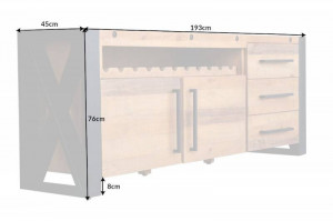 COMODA/BUFET, THOR 195CM, DIN METAL SI LEMN MASIV DE PIN, ARTIM GROUP - Img 7