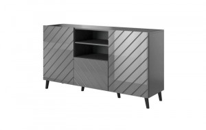 COMODA ELEGANTA, ABETTO 150CM, DIN PLACI LAMINATE SI MDF, GRI, DESIGN MODERN - Img 4