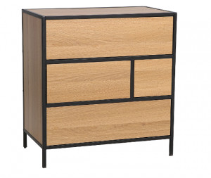 COMODA GEO K4, STEJAR/NEGRU MAT, DIN PLACA LAMINATA SI METAL, STIL MODERN, SIGNAL - Img 2