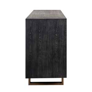 COMODA HUNTER, 200 CM, 7481, CU 4 USI, NEGRU RUSTIC, DIN FURNIR DE STEJAR SI METAL, RICHMOND INTERIORS - Img 2