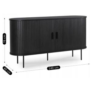 COMODA LIVING 140CM, ARTIM MEBLE, CU 2 USI GLISANTE SI SERTARE, REALIZATA DIN MDF, CULOARE NUC, STIL MODERN - Img 7