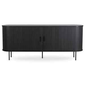 COMODA LIVING 180CM, ARTIM MEBLE, CU 2 USI SI SERTARE, REALIZAT DIN MDF SI METAL, CULOARE NEAGRA, STIL MODERN