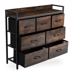 COMODA LIVING 98CM, ARTIM MEBLE, CU SERTARE, REALIZATA DIN METAL SI MDF, CULOARE STEJAR RUSTIC/NEGRU, STIL MODERN - Img 3