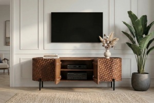 COMODA LIVING, ALDON 160CM, REALIZAT DIN LEMN DE MANGO 3D SI METAL, CULOARE MARO, ARTIM GROUP SELECTION - Img 8