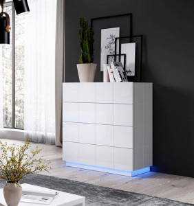 COMODA LIVING, CAMA-REJA-KOM4S-BI/BI, DIN PLACI LAMINATE SI MDF DIVERSE NUANTE, DESIGN MODERN - Img 7