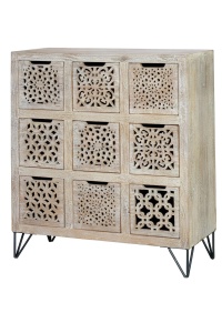 COMODA LIVING FIESOLE 88CM, REALIZATA DIN LEMN DE MANGO SI METAL, CULOARE ALB ANTICHIZAT, GINER Y COLOMER