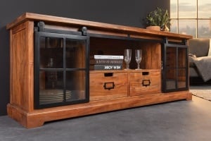 COMODA LIVING, HERITAGE 160CM, LEMN DE SALCAM, METAL SI STICLA, CULOARE NATUR/MARO, ARTIM GROUP SELECTION - Img 5