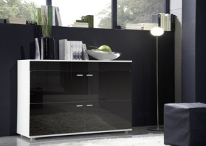 COMODA LIVING LOGO II ALB/NEGRU DESIGN MODERN CM
