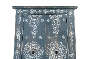 COMODA LIVING MACAO 50CM, REALIZATA DIN LEMN DE MANGO SI METAL, CULOARE ALBASTRU/ALB, GINER Y COLOMER - Img 4