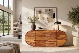 COMODA LIVING ORGANIKO 180CM, REALIZATA DIN LEMN MASIV DE TRANDAFIR, CULOARE NATUR/MARO, INVICTA INTERIOR - Img 6