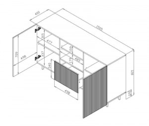 COMODA LIVING, PAFOS-KOM-150-CZ/CZ, 150CM, PLACA LAMINATA, MDF SI PLASTIC, STIL MODERN, CAMA - Img 3