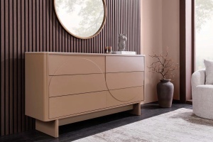 COMODA LIVING SAVOY 150CM, 3D, REALIZATA DIN MDF SI PLACA CERAMICA, CULOARE TRAVERTIN, ARTIM GROUP SELECTION - Img 2