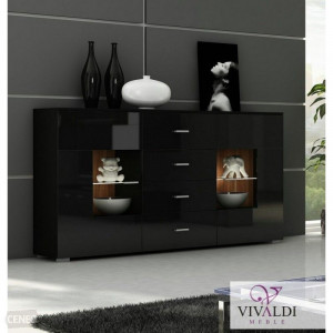 COMODA NEAGRA CU LED SI TELECOMANDA BERLIN - DESIGN MODERN
