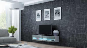 COMODA RTV LIVING CU LED VIGO 140 ALB/GRI DESIGN MODERN CM