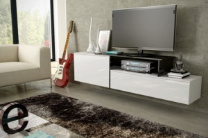 COMODA RTV LIVING SIGMA 3A ALB/NEGRU DESIGN MODERN CM