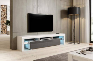 COMODA RTV LIVING TORO 200, ALB-GRI, DESIGN MODERN CM