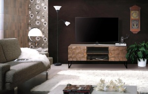 COMODA TV 140CM, REALIZATA DIN LEMN DE MANGO SI METAL, CULOARE MARO INCHIS, GINER Y COLOMER - Img 3