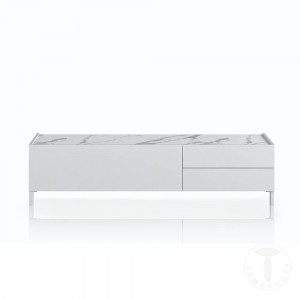 COMODA TV 160CM, EDDY, COD 4382, STIL MODERN, REALIZATA PANOURI LAMINATE, ALB HIGH GLOSS - Img 2
