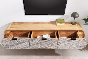 COMODA TV 160CM, ORGANIC, MONTAJ PERETE, LEMN DE SALCAM SI ASPECT DE PIATRA, ARTIM GROUP SELECTION - Img 6