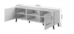 COMODA TV, ABETTO 150CM, DIN PLACI LAMINATE SI MDF, ALB, DESIGN MODERN - Img 7