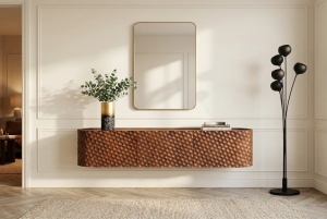 COMODA TV, ALDON 160CM, REALIZAT DIN LEMN DE MANGO 3D SI METAL, CULOARE MARO, ARTIM GROUP SELECTION - Img 5