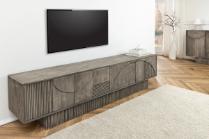 COMODA TV, ART DECO 200CM, 3D, LEMN DE MANGO, GRI, ARTIM GROUP SELECTION - Img 1