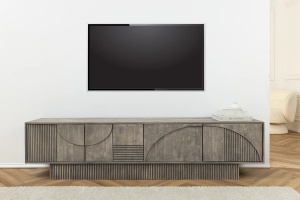 COMODA TV, ART DECO 200CM, 3D, LEMN DE MANGO, GRI, ARTIM GROUP SELECTION - Img 11