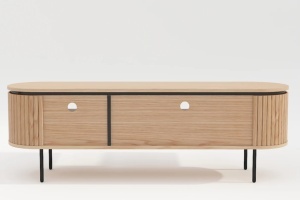 COMODA TV, ATELIER 160CM, FURNIR DE STEJAR SI PICIOARE DIN METAL, CULOARE NATUR, ARTIM GROUP SELECTION - Img 5
