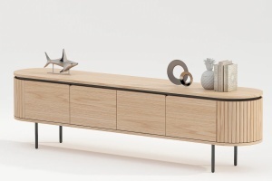 COMODA TV, ATELIER 200CM, FURNIR DE STEJAR SI PICIOARE DIN METAL, CULOARE NATUR, ARTIM GROUP SELECTION - Img 3