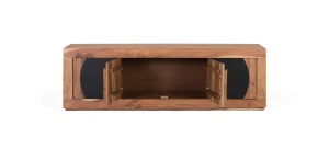 COMODA TV ESSENCE 160CM, REALIZATA DIN LEMN DE SALCAM, CULOARE NATUR/NEGRU, GINER Y COLOMER - Img 4